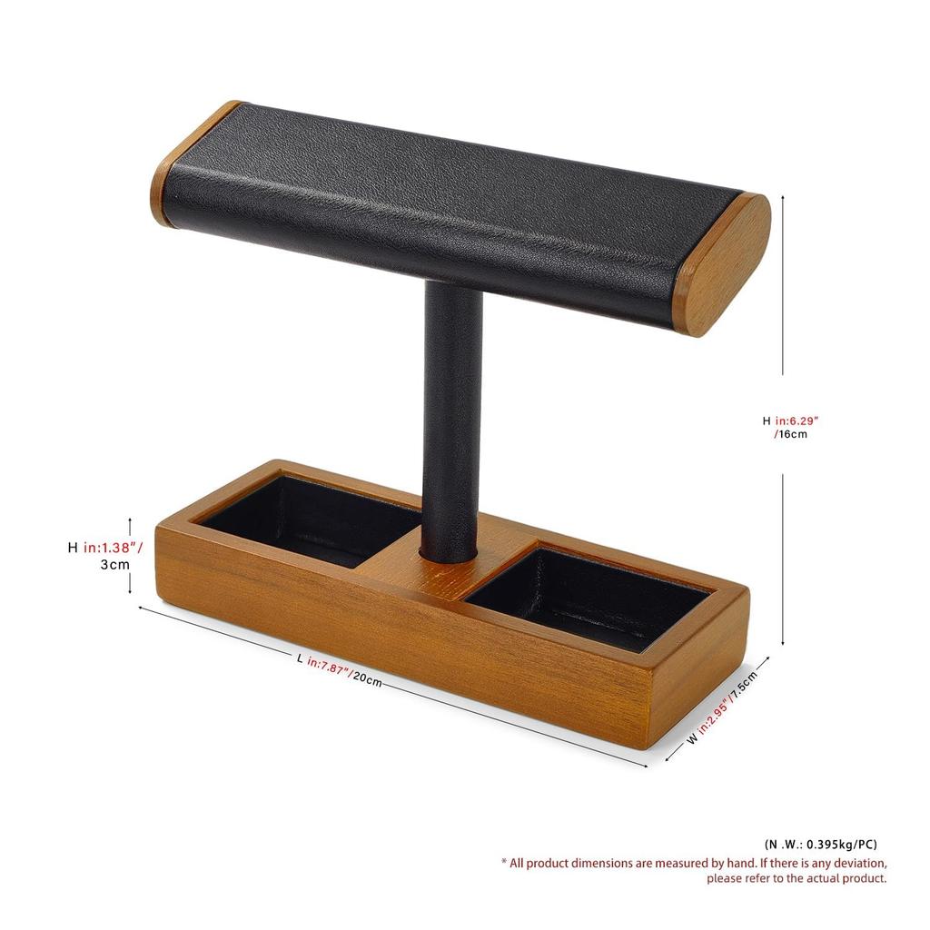 Woodten Solid Wood Watch Display Unisex Jewelry Display Organizer Holder for and Cufflinks Stand, Watches, Bracelets, Rings, (Black)