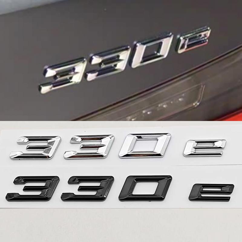 New 3D ABS Chrome Black Car Styling Logo 330e Badge Sticker Rear Trunk Emblem Decals For BMW 330e Auto Tail Accessories HX9