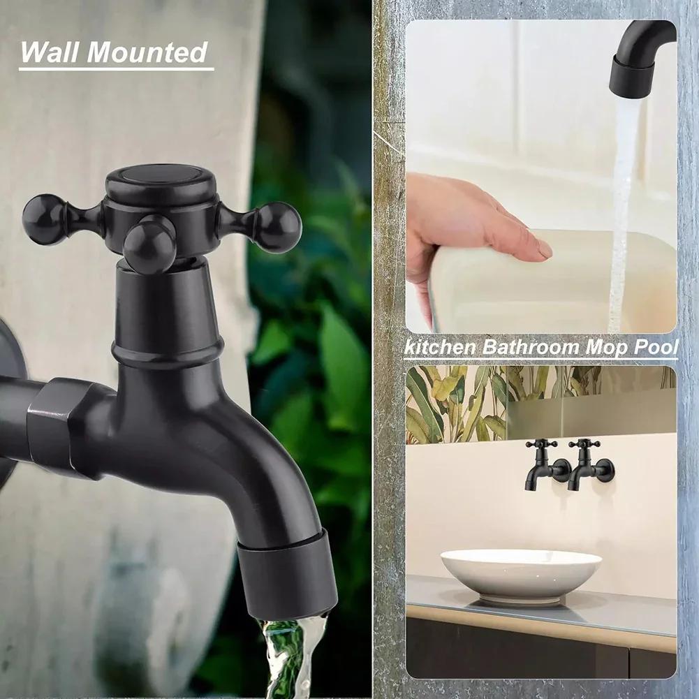 G1/2'' антикварный кран для холодной воды, настенный кран для стиральной машины с черной ручкой и крестообразной ручкой, кран для стиральной машины