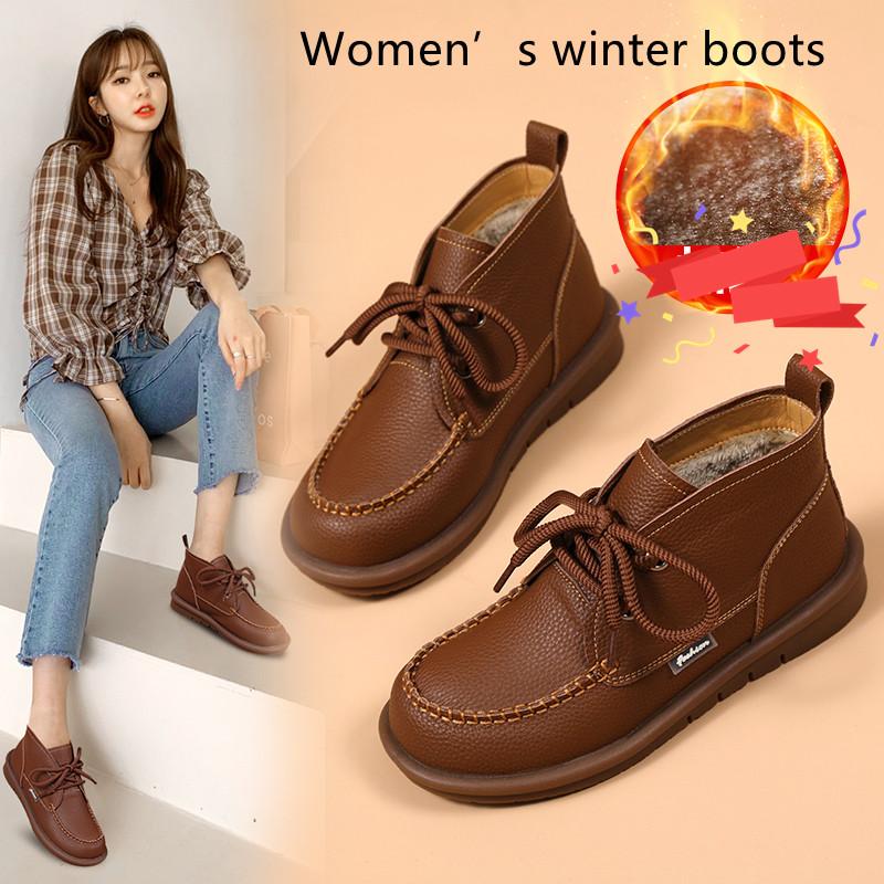 Женские зимние ботинки, оксфорды, ботинки на плоской подошве, дезерты, кожаные студенческие ботинки для девочек, мотоциклетные ботильоны