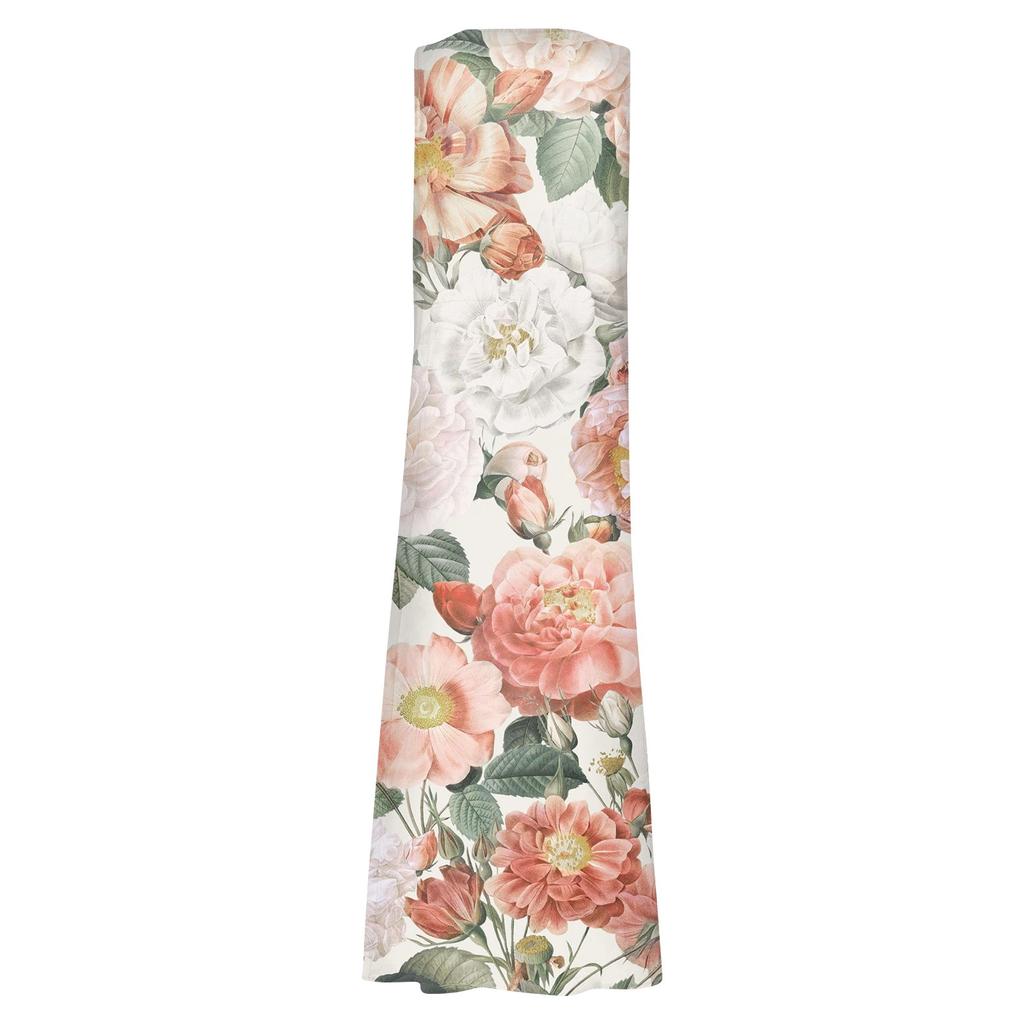 Женское повседневное удобное хлопковое карманное платье без рукавов с цветочным принтом