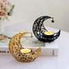 Metal Candlestick Moon Shaped Candle Holder Home Desktop Ornament for Bedroom Showcase Decoration Eid Mubarak Ramadan