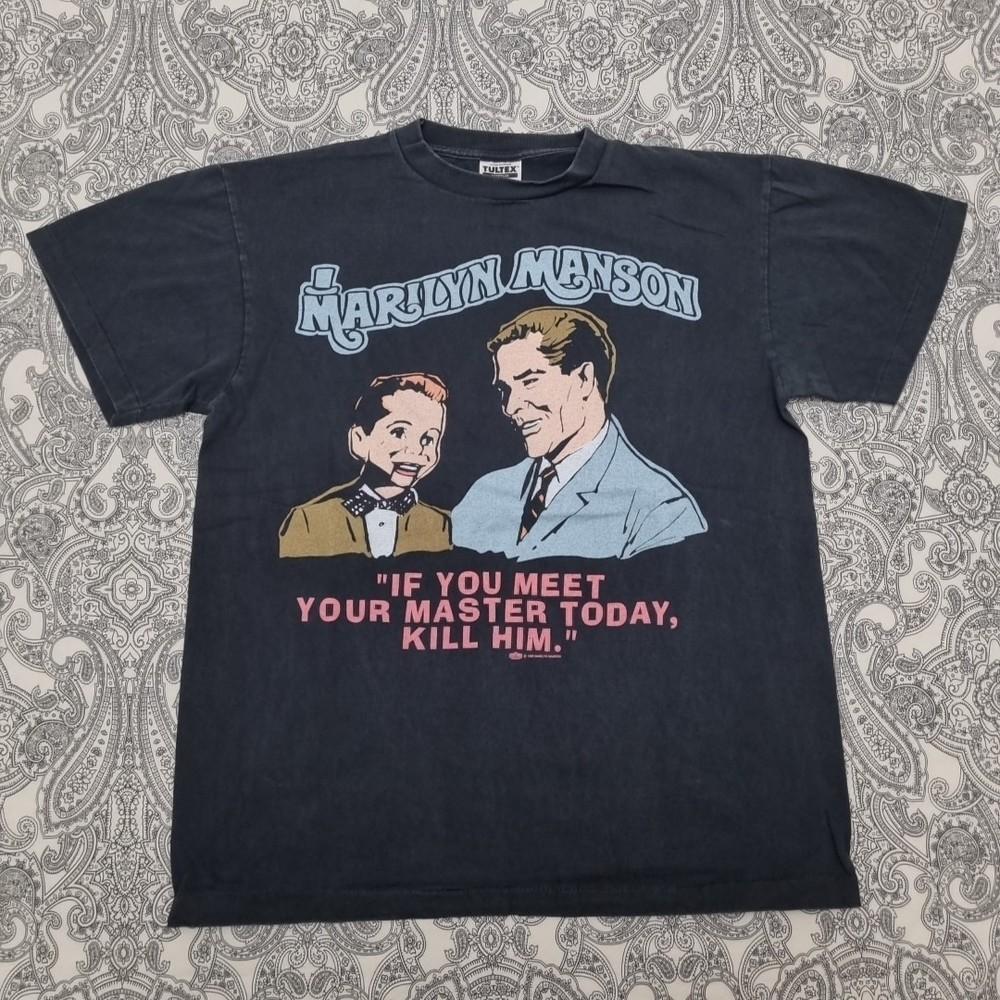 Vintage Marilyn Manson T-shirt Graphic Print Band Tee Single Stitch Tultex