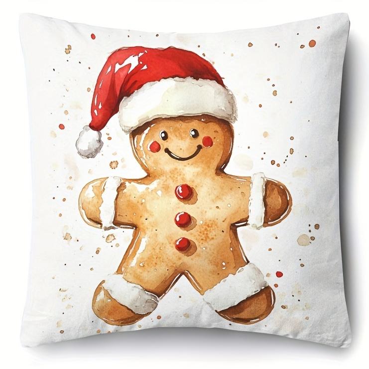 Набор мультяшных подушек в виде рождественского пряничного человечка - Декор для офиса, крыльца, двора, дивана, гостиной, улицы (Без наполнителя)
