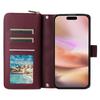 For iPhone 16 Leather Case Zipper Wallet Phone Bag with Shoulder Strap and Hand Strap