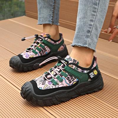 Женские повседневные кроссовки на шнуровке, обувь для хайкинга, нескользящая обувь для спорта на открытом воздухе, ультрамягкая обувь для ходьбы с принтом, большой размер 43