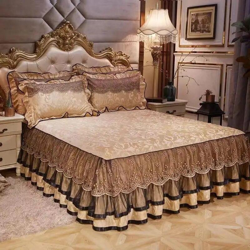 Высококачественный бархатный комплект постельного белья в европейском стиле, 1 шт., юбка с тиснением, 2 шт., наволочка King Queen, элегантное теплое плюшевое покрывало