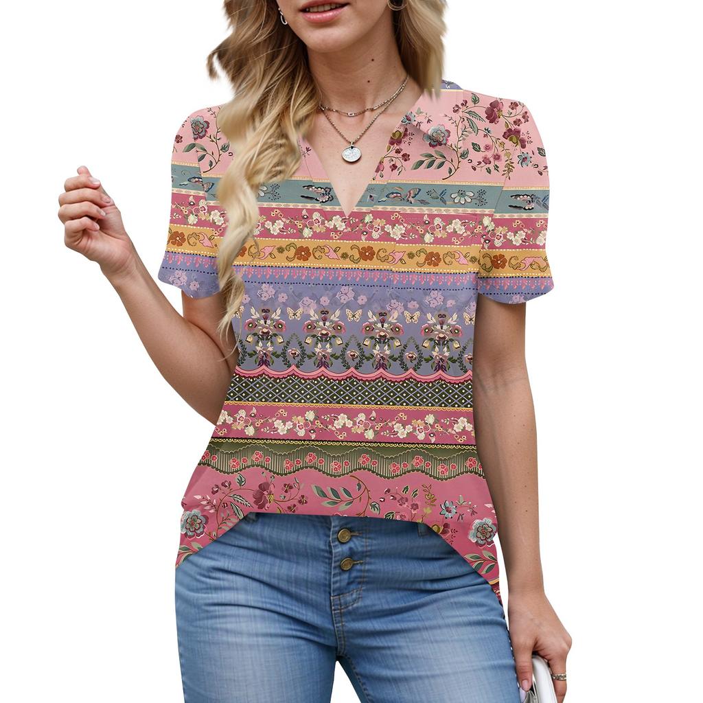 Женские рубашки, летние деловые повседневные рабочие топы с коротким рукавом, застегивающиеся на пуговицы, воротник, V-образный вырез, блузка, футболка