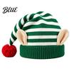 Эластичная шапка для косплея с помпоном, эльф с рождественской полоской для вечеринок, уши и вязаный Санта