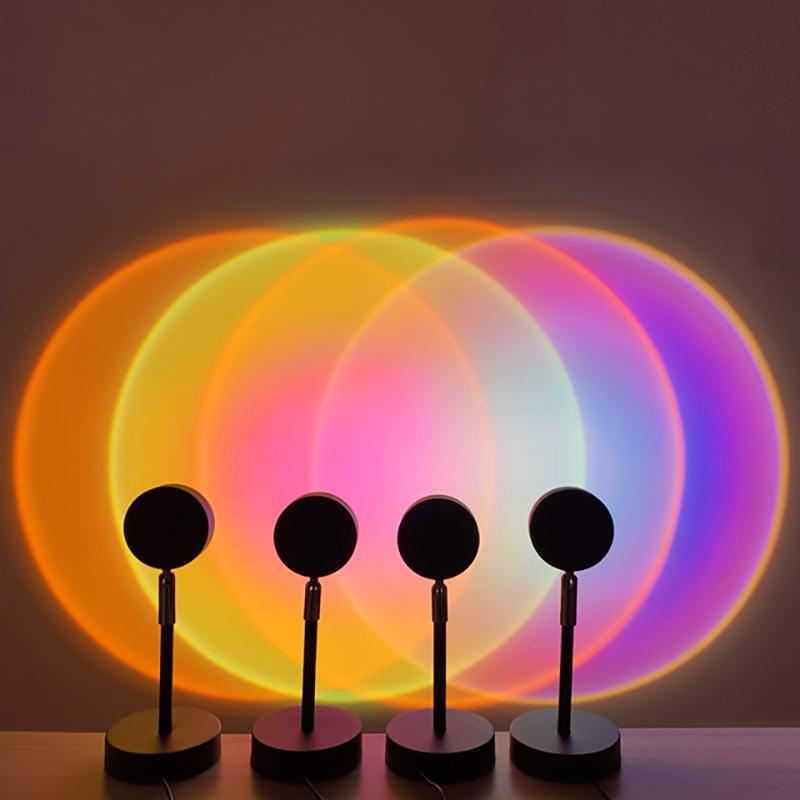 Современная фотография закат лампа светодиодная цветная проекция ночник Радуга закат проектор светодиодный солнечный набор