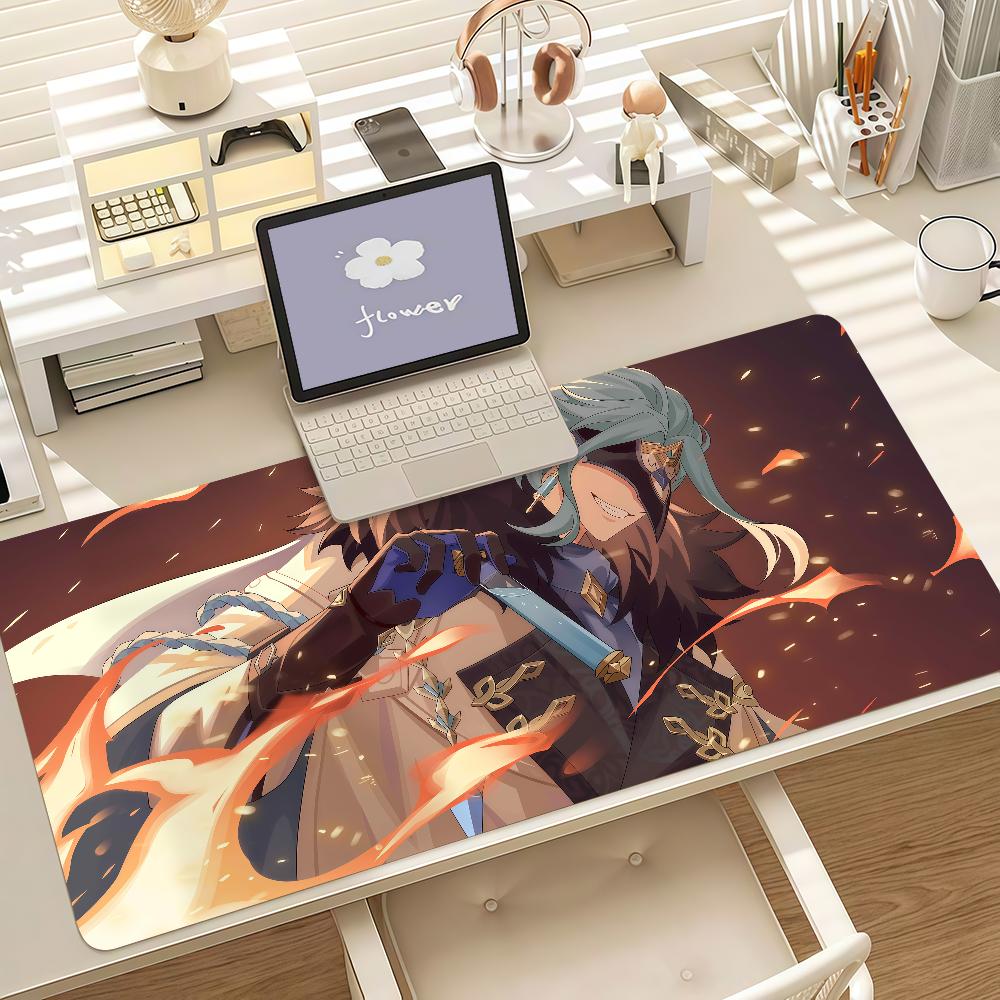 Genshin Impact Ил Дотторе Игровой Большой Коврик для Мыши Mousepadrubber Настольный Коврик Коврик для Клавиатуры Для ПК Ноутбука Домашний Игровой Настольный Декор