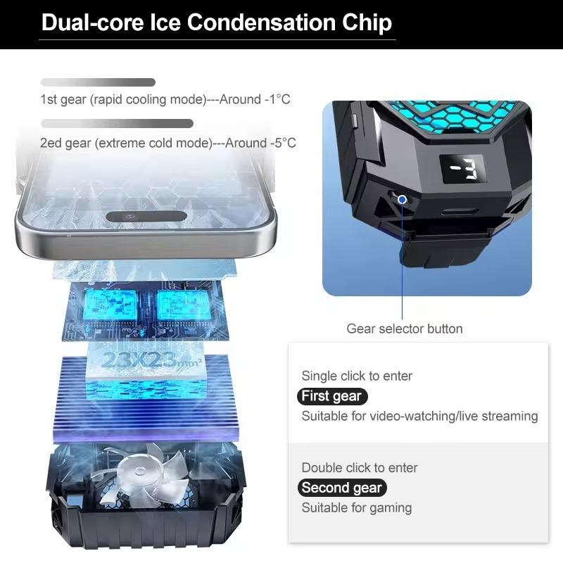 SL31 Радиатор с задним зажимом для мобильного телефона, охладитель TEC с дисплеем температуры, охлаждающий вентилятор для игр для телефонов iPhone Samsung Android