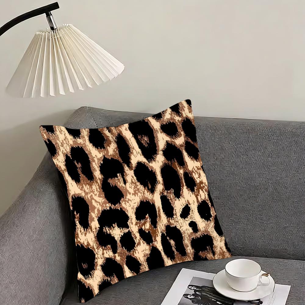 Leopard Print Fashion Cushion Cover Pillowcase Ultra Soft Skin Friendly Fabric Cloud Like Comfort Concealed Zipper