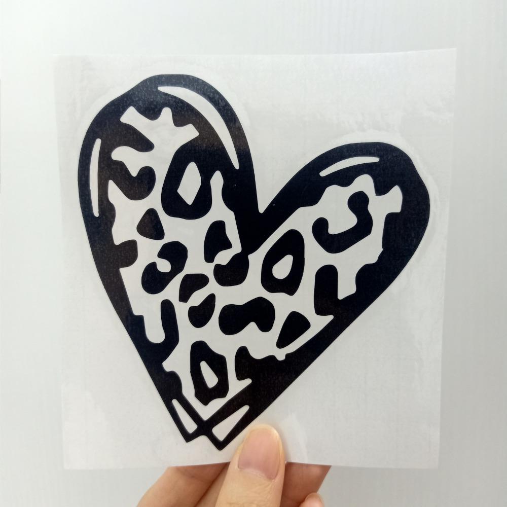 1pc Heart Shaped Leopard Print Car Stickers for Auto Rear Window Windshield Rearview Mirror Bumper Decors Motorcycle Body Decals