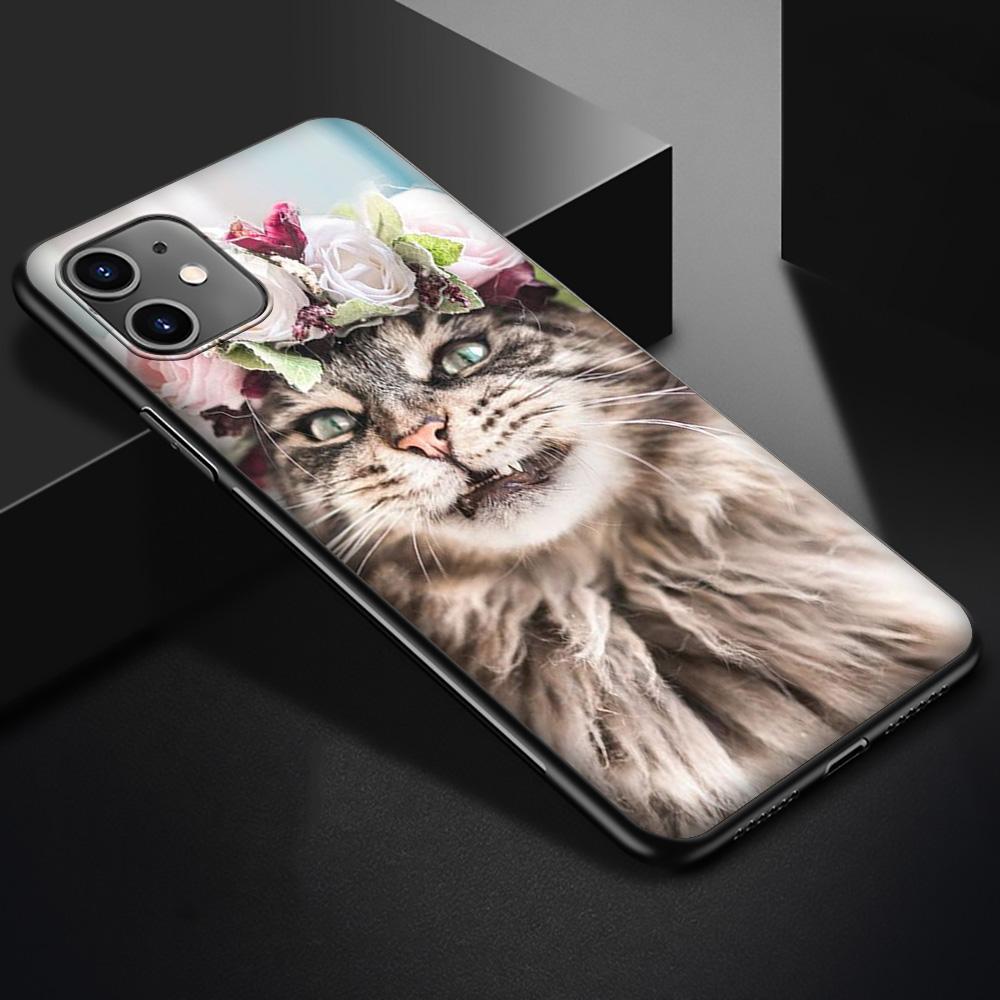 Чехол T145 с изображением кота мейн-куна для iPhone 13 12 Mini 11 Pro XS Max XR X 8 7 6 6S Plus 5 5S SE 2020