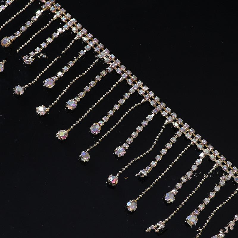 Drill Chain Fringe Crystal Rhinestone Waist Chain Tassel for Clothing Dress Accessories