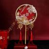 Traditional Ancient Style Bridal Group Fan Floral Design Handmade Xiuhe Fan Decorative Fan Hanfu Fan Chinese Wedding