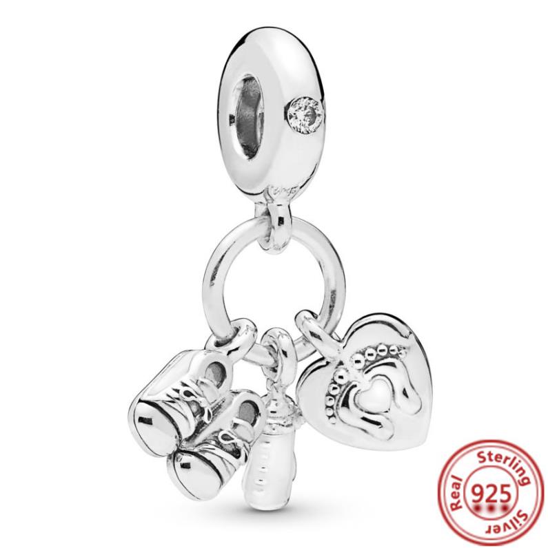 Подходит для оригинального браслета Pantaro Женский DIY Циркон Подарок Новый Аутентичный 925 медь Сердце Корона Эйфелева башня Любовь Ключ Подвеска Шарм Бусины