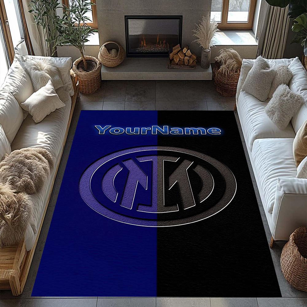 Inter Milan Customize Text Floor Mat Perfect for Living Rooms Dormitory Bedrooms Decorate room Antislip Carpet Office home decor Wedding Party Gift