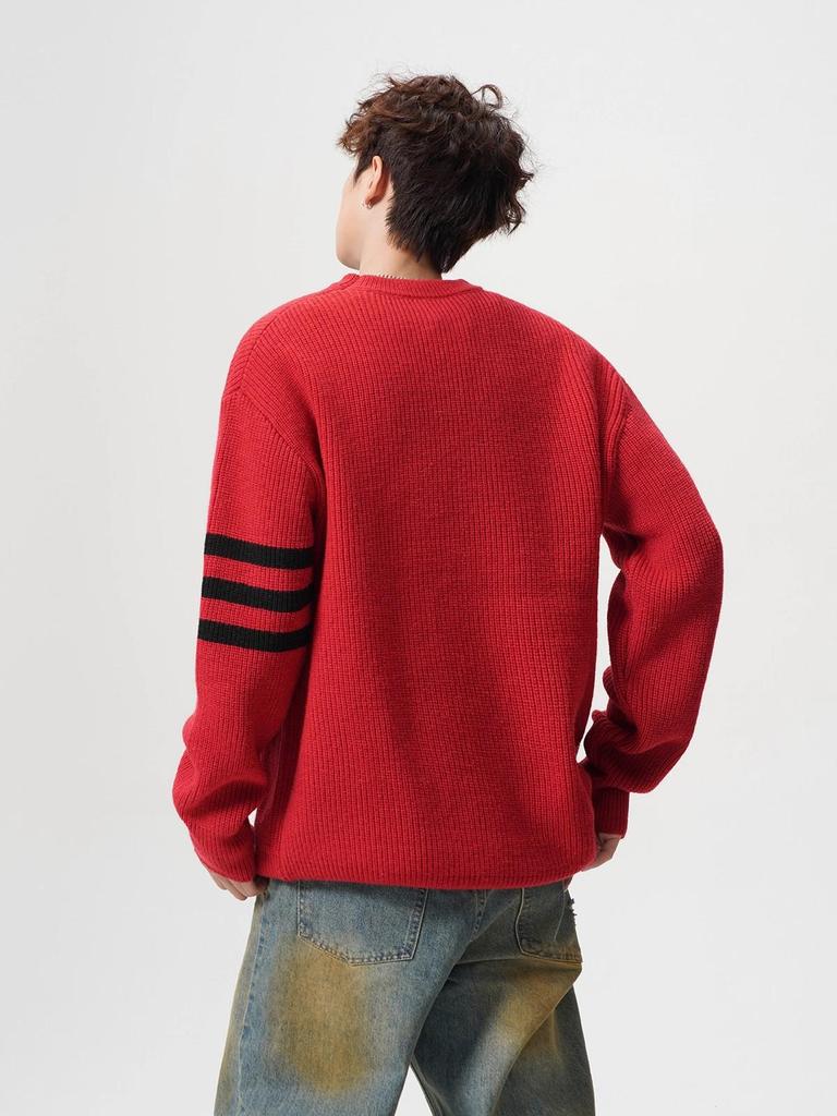 Unisex Striped Casual Knit Sweater - Winter Inner Base Layer, Round Neck
