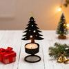 Metal Christmas Tree Candlestick Small Tree Shaped Candle Holder Holiday Tabletop Centerpiece for Home Shelf Fireplace Decor