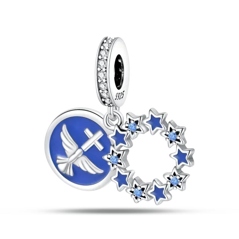 Оригинальные шармы-бусины Медь с инкрустацией цирконием Кулон в виде креста монахини Крыло ангела Подходят для браслета Ювелирный подарок Маркировка