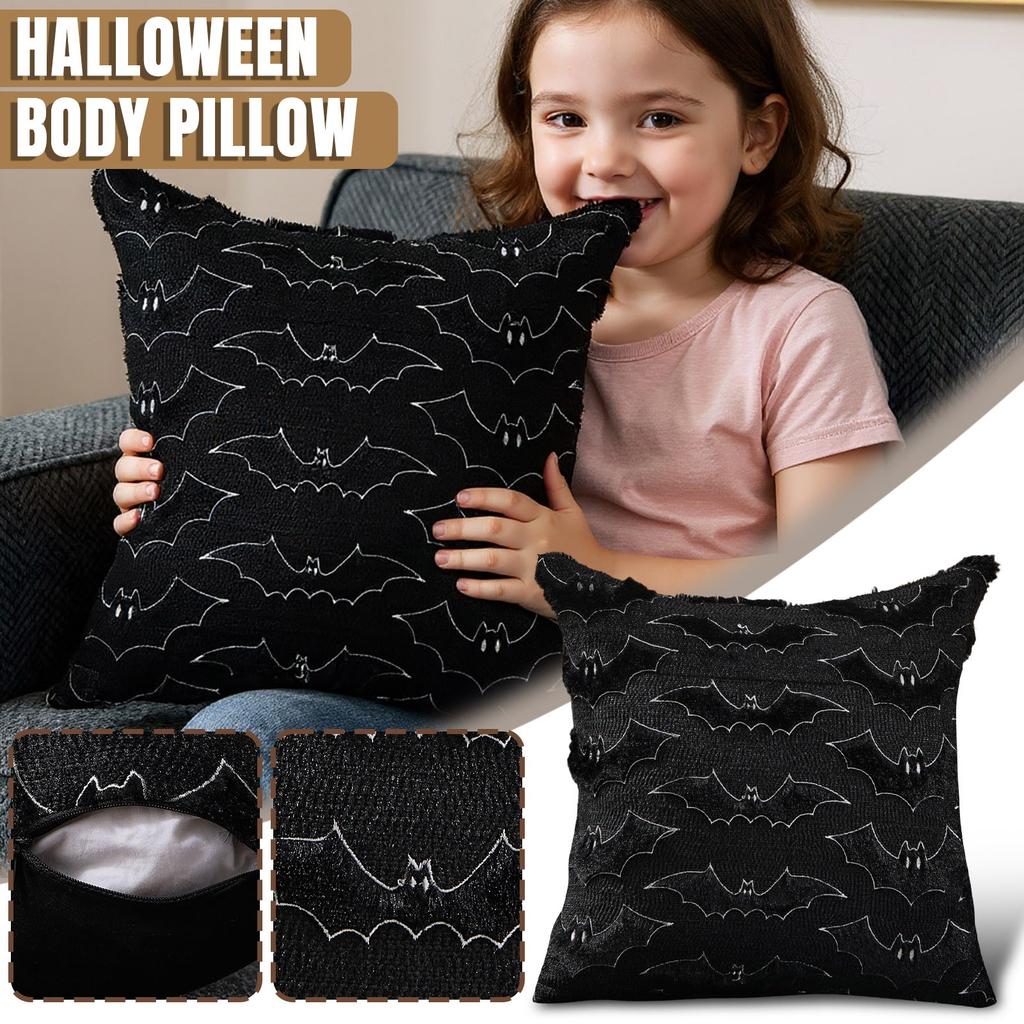 Plush Pillowcase With Pumpkin Embroidery Halloween Decoration
