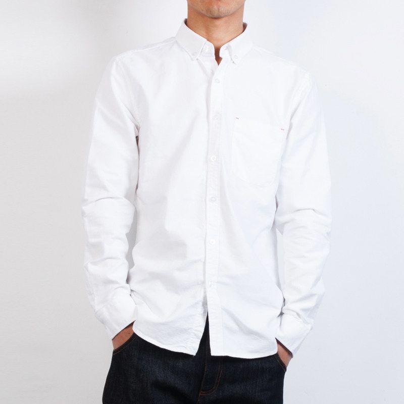 Clothing Factory Balance Cargo with Logo Cut off Oxford Woven Shirts Men's Long Sleeves Pure Cotton Silm Hong Kong Style Japanese Style Shirt Coat