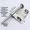 Sliding Door Bolt Lock for Wooden Doors and Garden Sheds Constructed of Stainless Steel with Padlock Hole for Enhanced Security