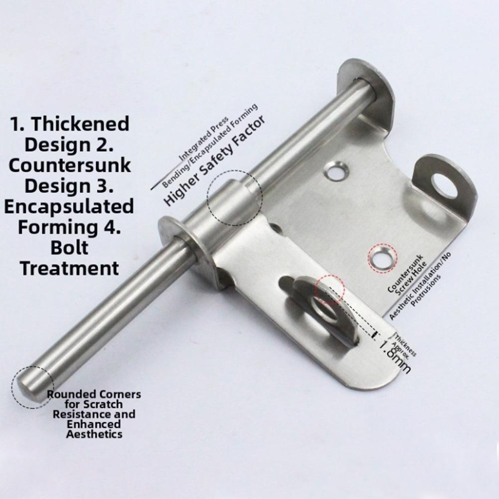 Sliding Door Bolt Lock for Wooden Doors and Garden Sheds Constructed of Stainless Steel with Padlock Hole for Enhanced Security