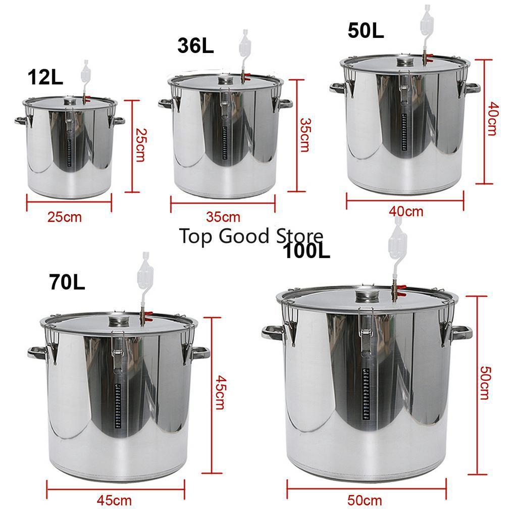 Бочка-ферментер из нержавеющей стали для домашнего пивоварения пива, вина, ферментации, с термометром, крышкой, выпускным клапаном