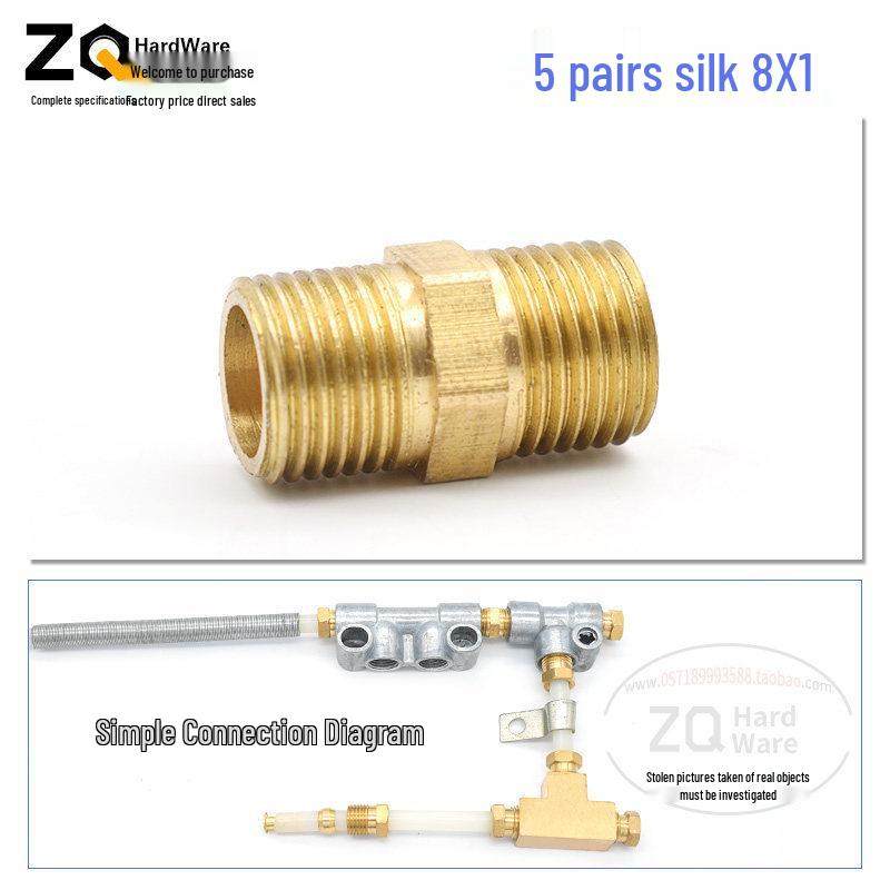 Oil Circuit Distributor Set: Nylon Tube, Copper Double-Ended Plug, Bushing, Inner Snap Ring (810x1 to 1/4), 68mm.