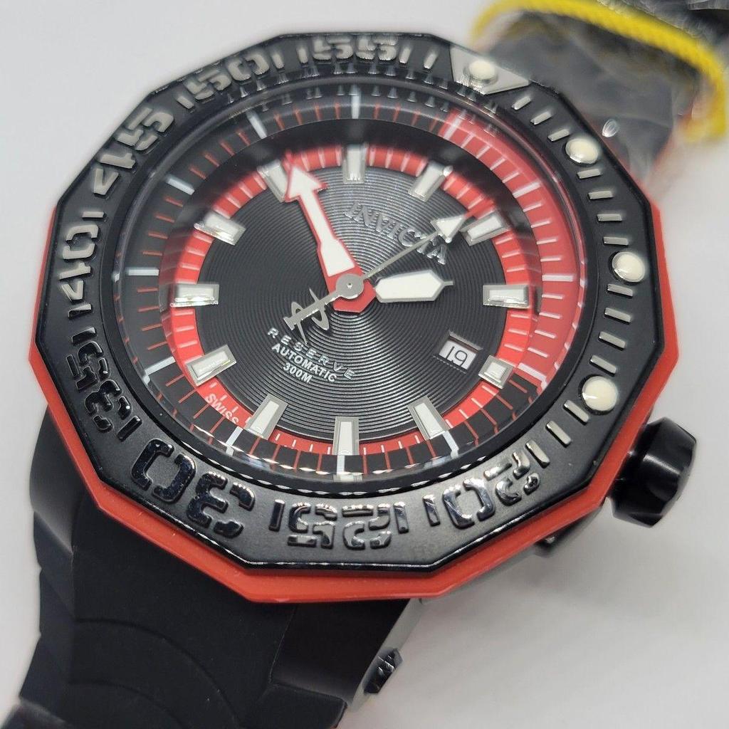 Использованный [Супер редкий! ]Invicta 23031 52 мм Reserve Sea Monster Черный и Красный SWISS MADE