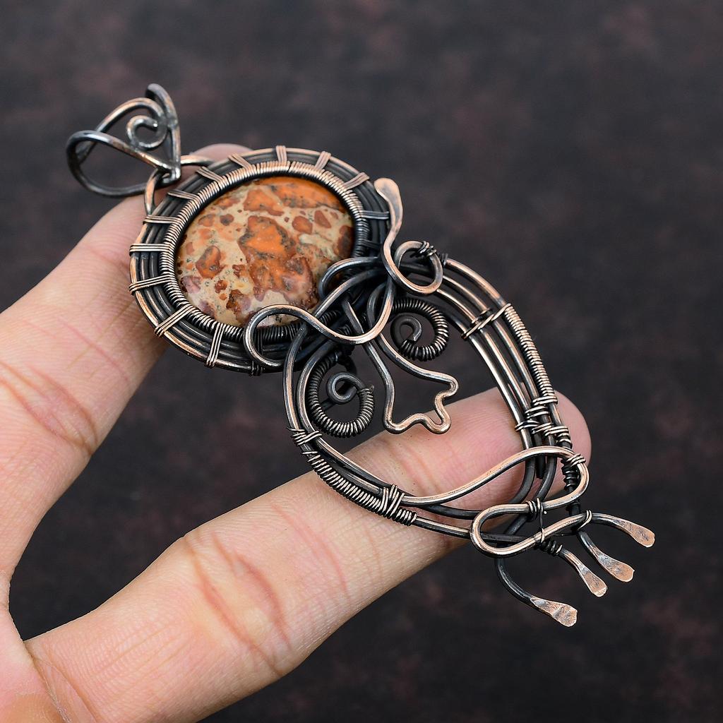 Asteroid Jasper Gemstone Pendant Copper Wire Wrapped Jewelry Beautiful Copper Pendant Handmade Boho Jewelry Wire Wrap Pendant Wedding Gift