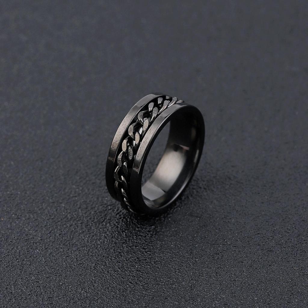 Rotatable Titanium Steel Ring: Men's Bottle Opener, Stress-Relief Chain, Stainless Steel Jewelry