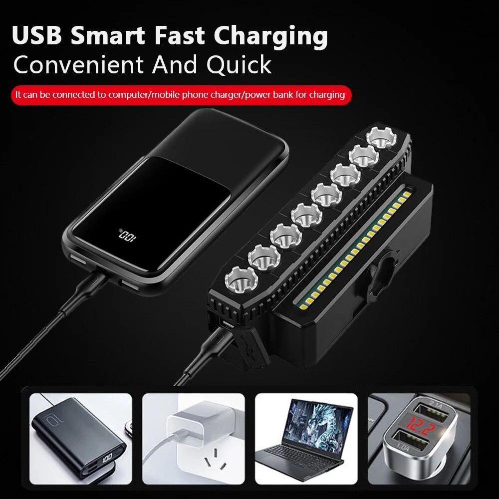 Светодиодный передний фонарь для велосипеда, перезаряжаемый через USB, велосипедный клаксон, простая установка, 6 режимов, световой звонок для велосипеда