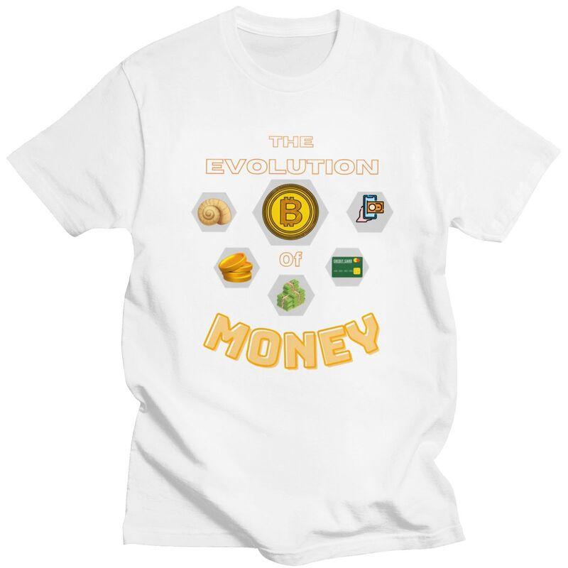 The Evolution Of Money T Shirts Unisex Crypto Bitcoin Gift Tshirt Streetwear Tee Tops For Husband Pure Cotton Slim Fit Tshirts