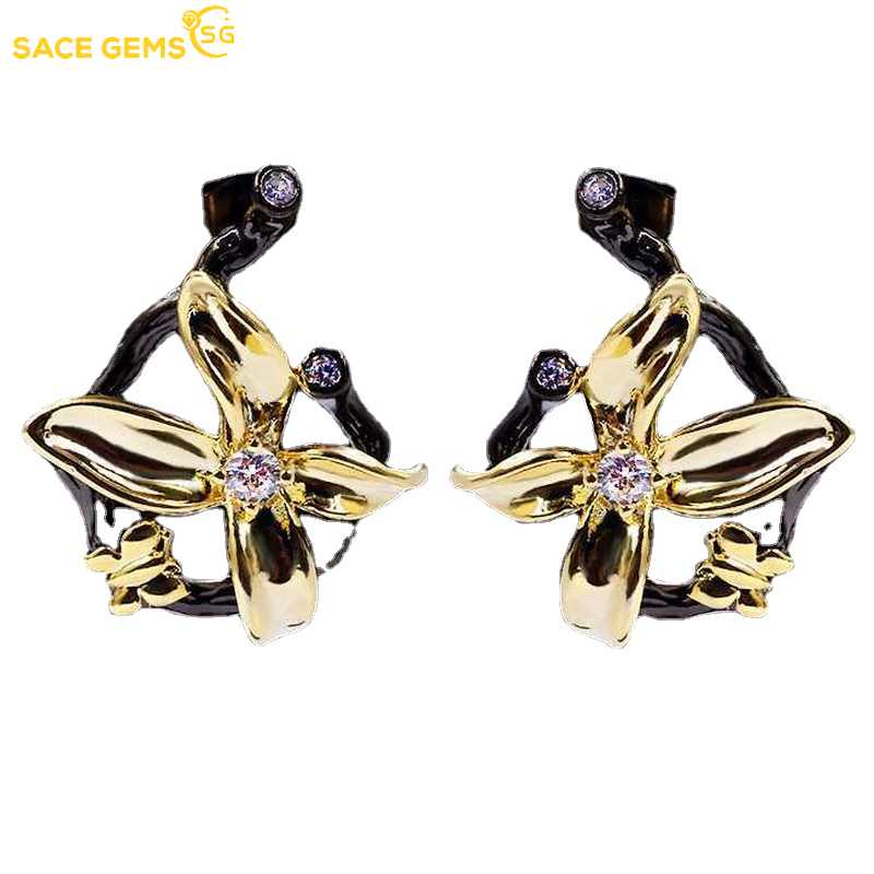 Sace Gems Роскошные модные серьги-гвоздики с цветочным бантом и цирконием для женщин, подарки на свадьбу