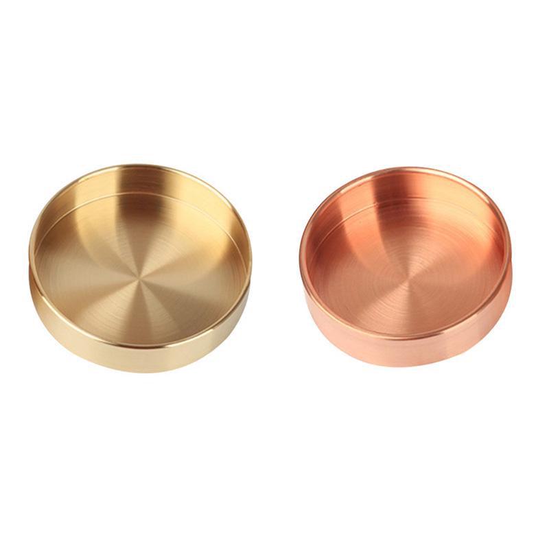 Медный круглый обжимной лоток для хранения, металлический органайзер для хранения ювелирных изделий, домашний декор
