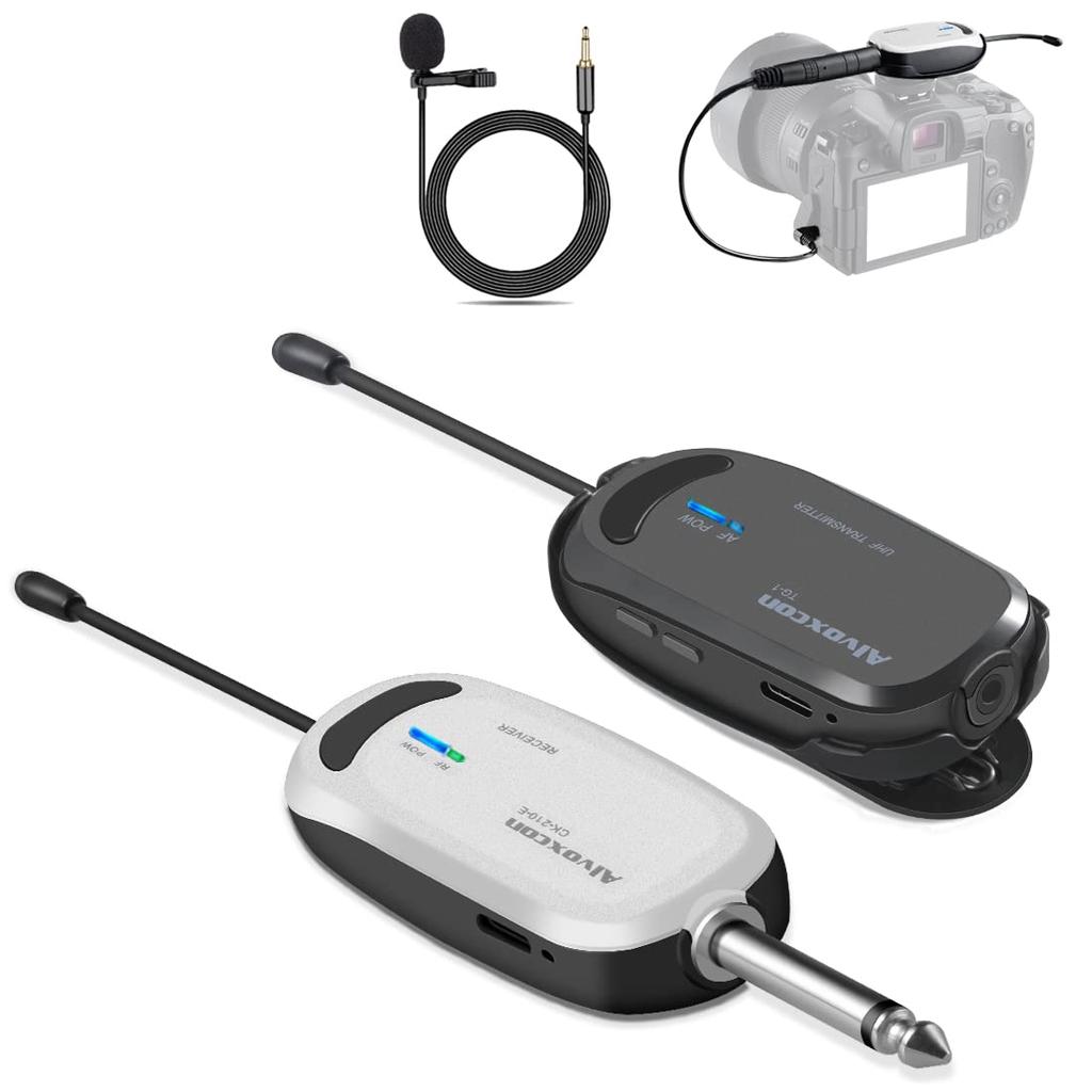 Alvoxcon Wireless Microphone Headset Pin Microphone Wireless UHF Clip Microphone Wireless Microphone Video Shooting Recording Loudspeaker Camera
