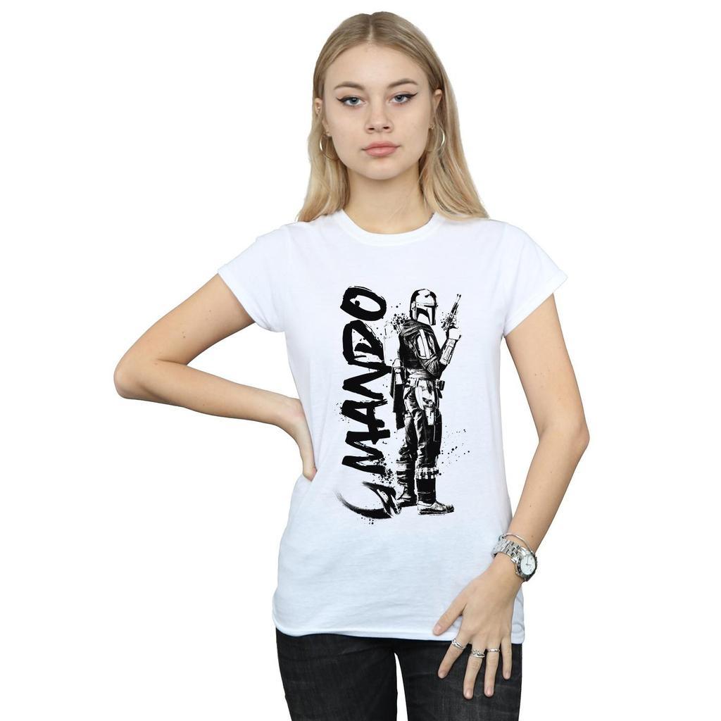 Star Wars Womens/Ladies The Mandalorian Splat Mando Cotton T-Shirt