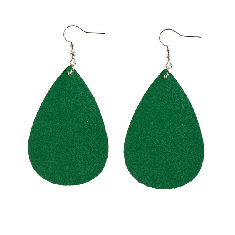 Cross-border Christmas Tree Double-sided PU Leather Teardrop Earrings