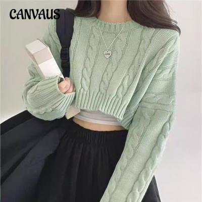 Женский свитер больших размеров с круглым вырезом, свободный топ с длинными рукавами