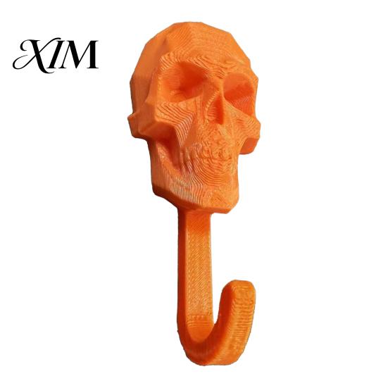 Skeleton Head Storage Organizer Skull Wall Hook, 3D Printed Gothic Decorative Adhesive Key Dark Aesthetic Decor Holder, Mounted for Home Bedroom