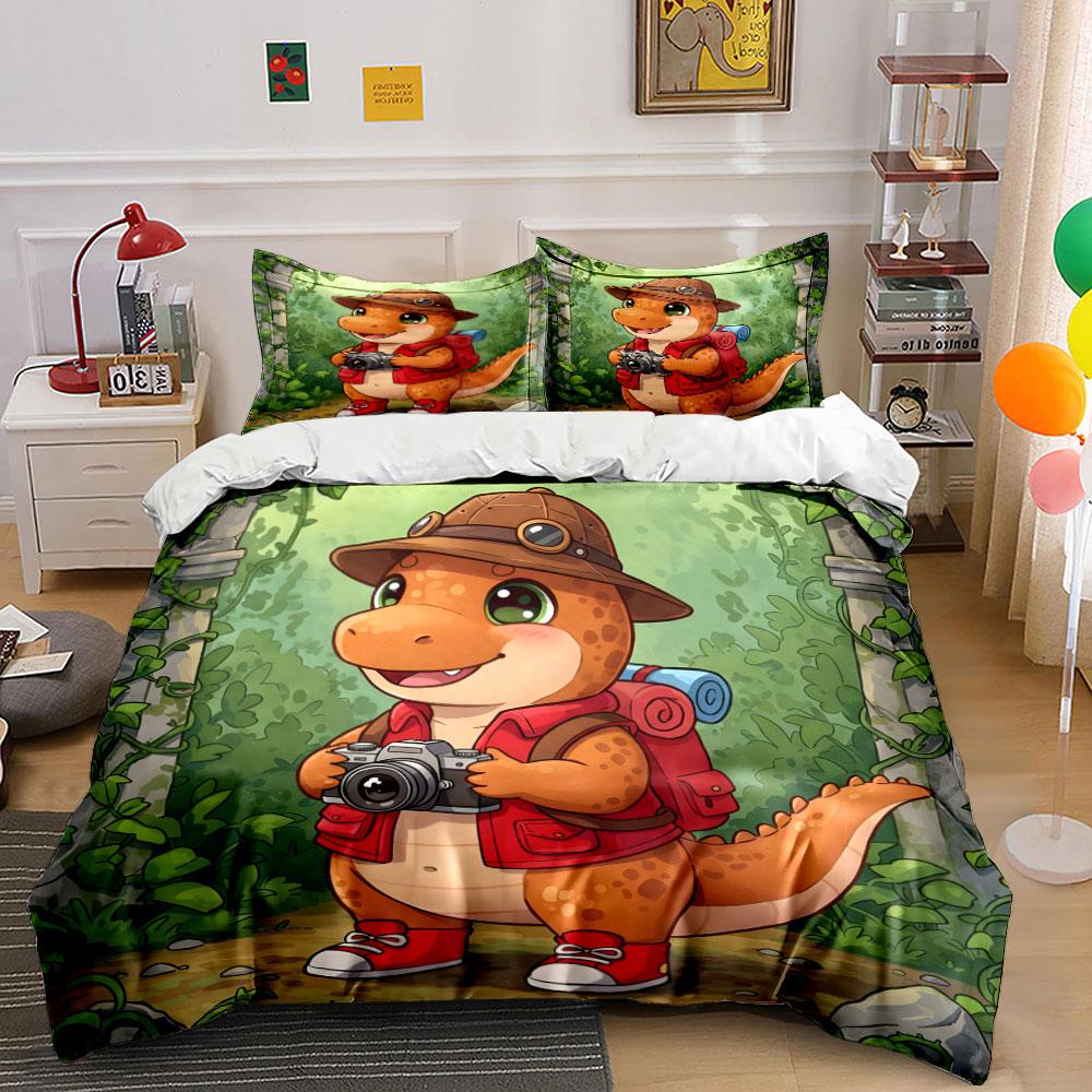 Cartoon dinosaur with accessories. Bedding sets Duvet cover sets Duvet covers Pillowcases(1 * Duvet Cover 2 * Pillowcases without duvet insert)