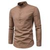 Men's Shirts M-5XL Casual Linen Shirt Long Sleeve Shirt Slim Fit Stand Collar Shirt Men
