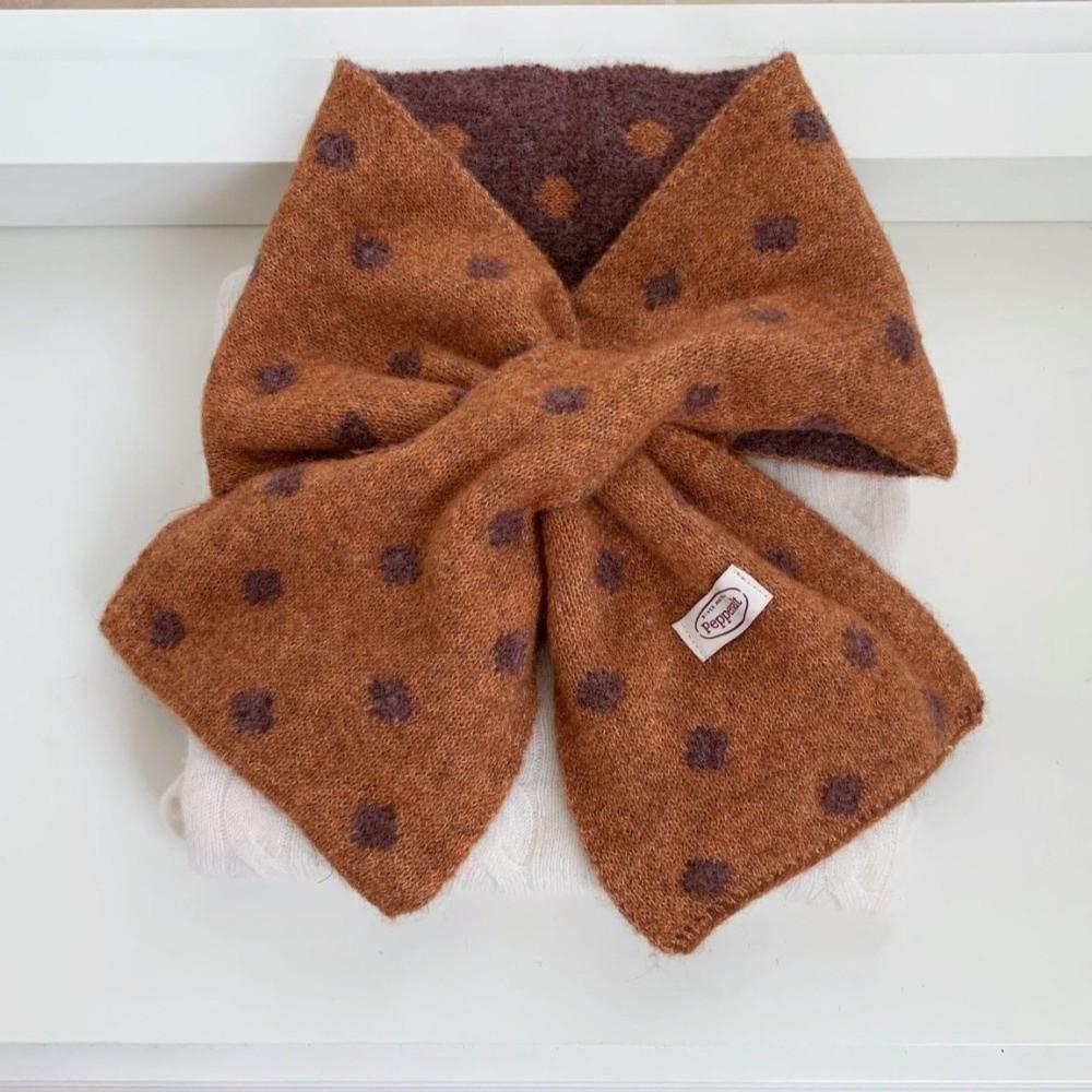 Cross Knitted Scarf Polka Dot Neck Warmer Scarf Gifts Neck Scarf for Women
