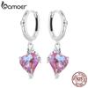 Bamoer, стерлингового серебра 925 пробы, череп, руки, пряжки для ушей, розовое сердце, серьги-капли для женщин и девочек, вечерние украшения на день рождения, изящные ювелирные изделия, подарок