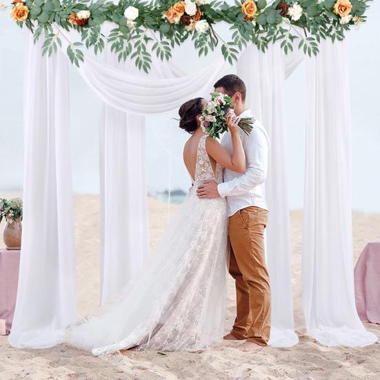 Wedding Arch Drape Curtain Draping Ceremony Reception Hanging Decoration Veil Seaside Background Decor for Banquets Engagements Parties