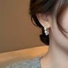 French Retro Imitation Pearl Hoop Earrings for Women Hanging Rhinestone Waterdrop Earrings Girl Luxury Two Wear Way Jewelry